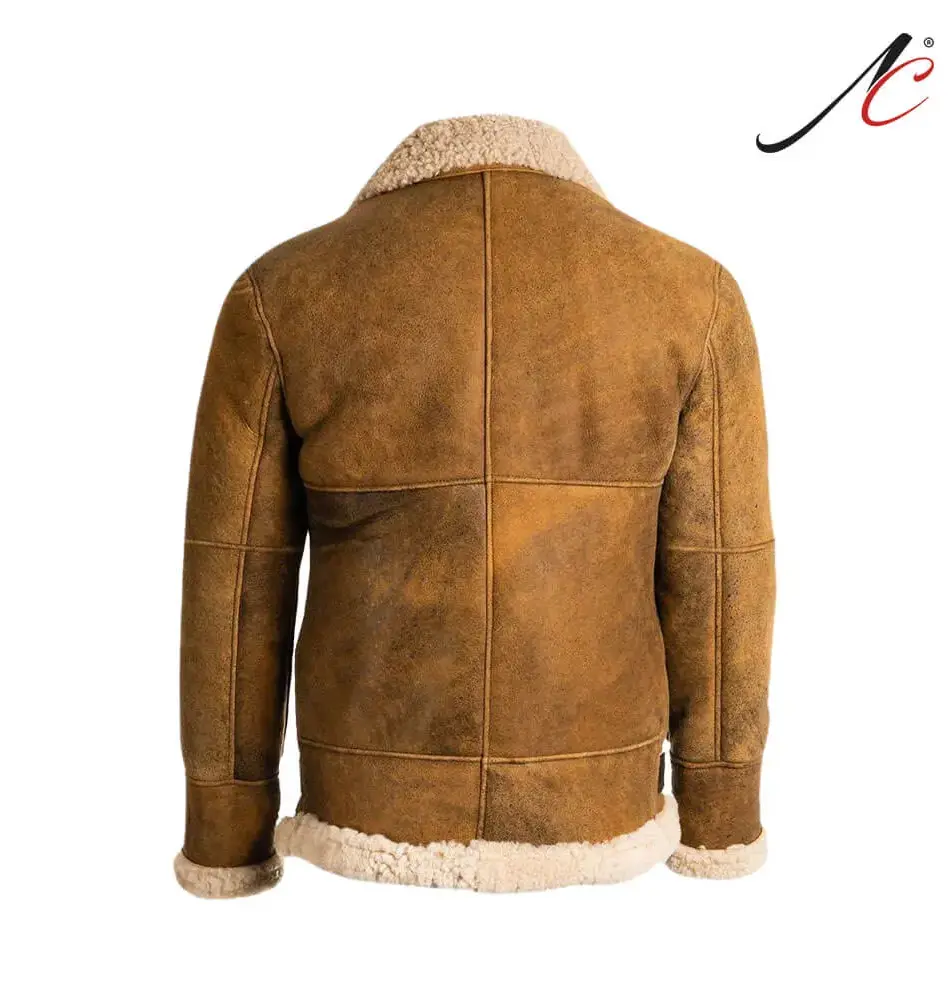 Men Brown B3 Shearling Leather Jacket