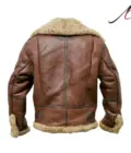 Men's B3 Bomber Vintage Brown RAF Aviator Flying Pilot Fur Shearling Real Jacket