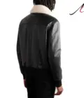 Shearling Trimmed Leather Bomber Jacket