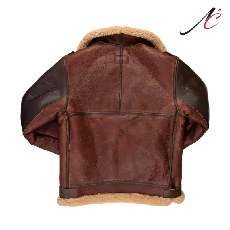 Men's B-3 Sheepskin Bomber Jacket with Collar Style