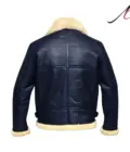 Men's Blue Leather Aviator Bomber Jacket