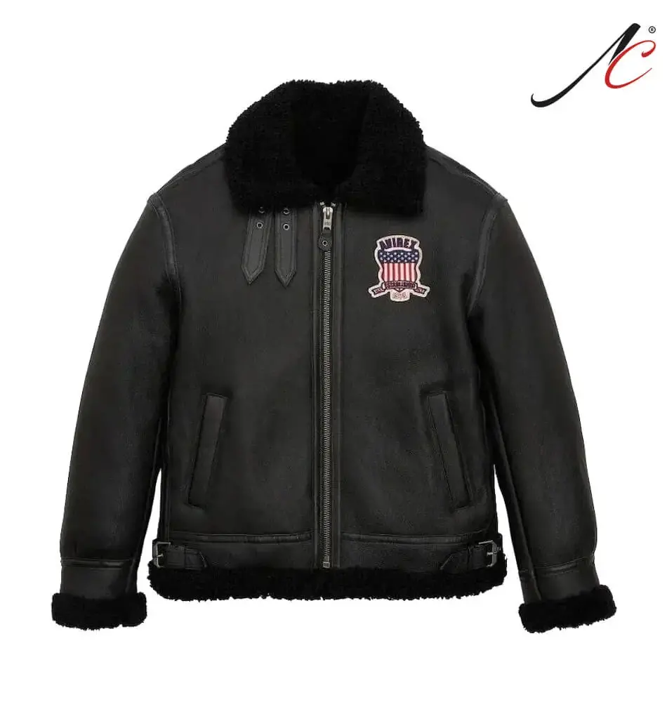 Black-Shearling-bomber-Leather-jacket