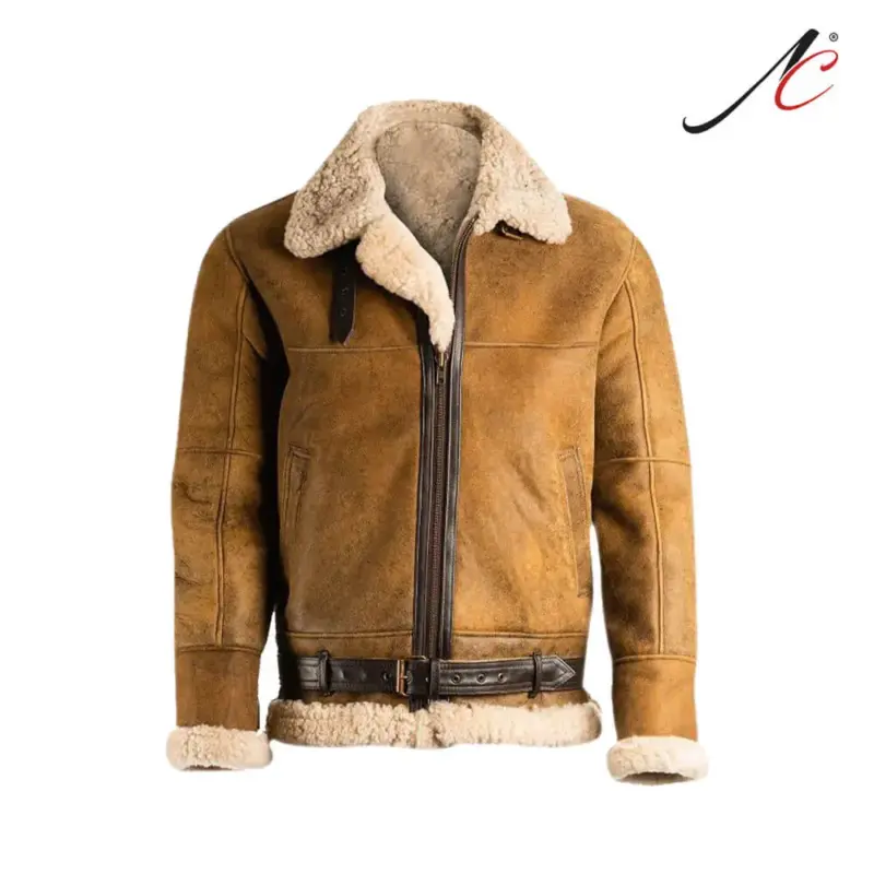 Men Brown B3 Shearling Leather Jacket