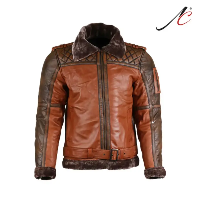 Men's Shearling Leather Bomber Jacket