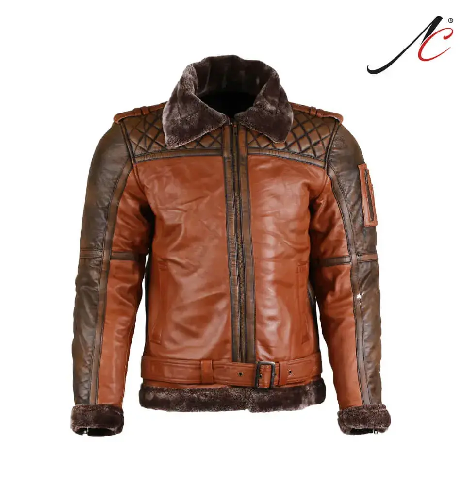 Men's Shearling Leather Bomber Jacket