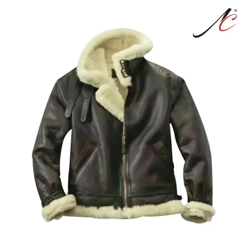 Men's B3 RAF Aviator Brown Shearling Flight Bomber Jacket