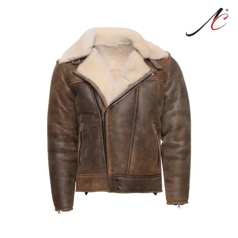 Men's Biker bomber Shearling Jacket