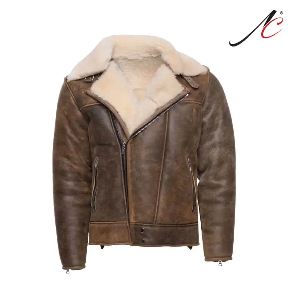 Men's Biker bomber Shearling Jacket