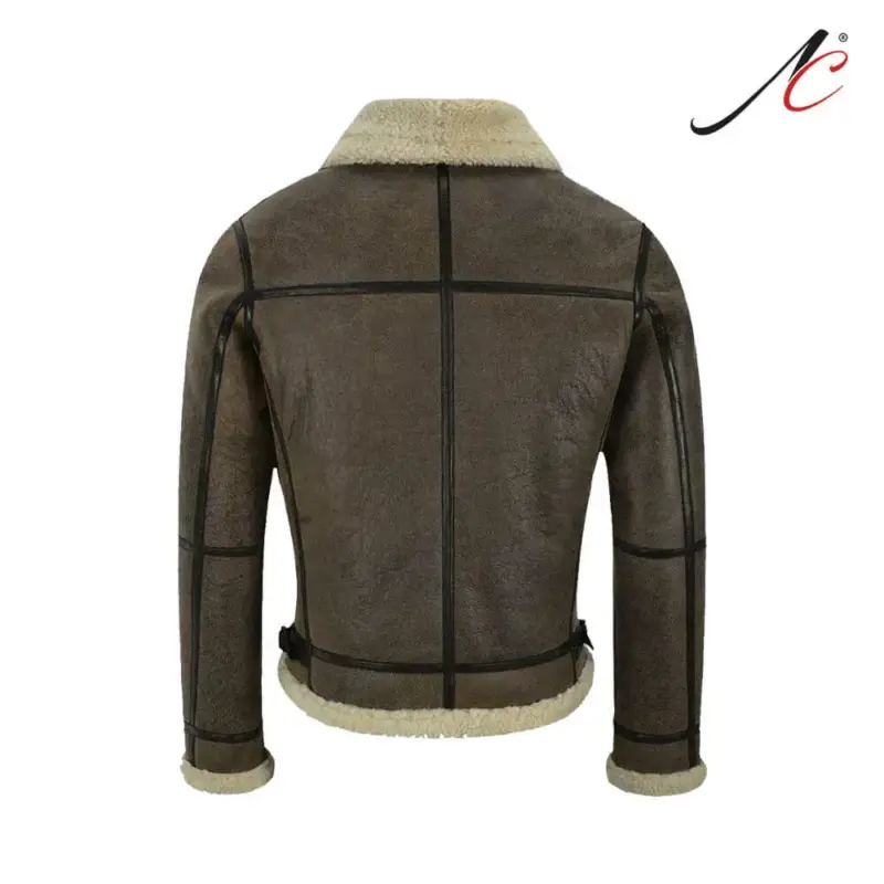 Men B3 Brown Air Force Leather Shearling Jacket