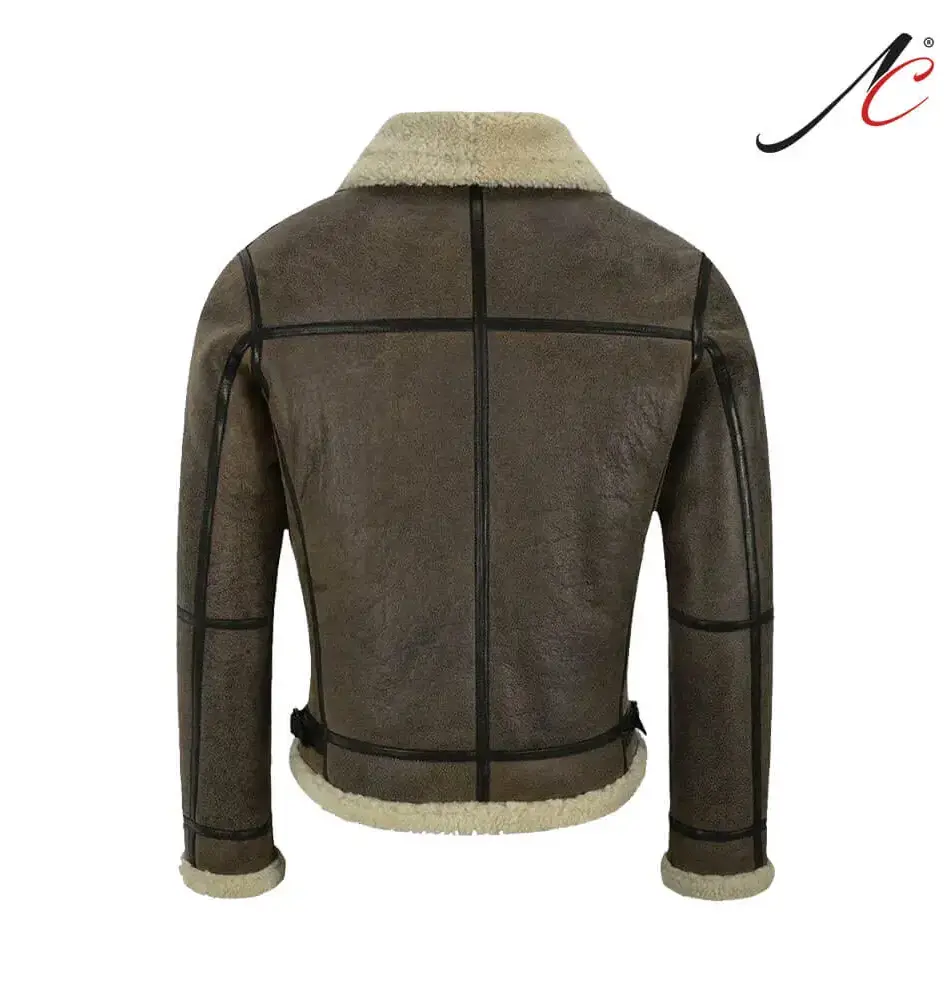 Men B3 Brown Air Force Leather Shearling Jacket