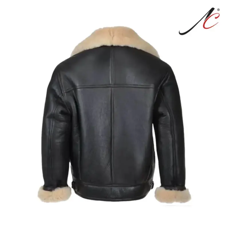 Men's B3 Real Sheepskin Shearling Fur Bomber Leather Jacket