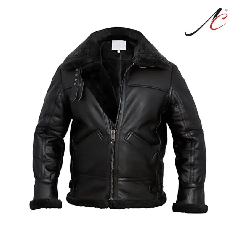 Mens Genuine B3 Bomber Shearling Leather Jacket