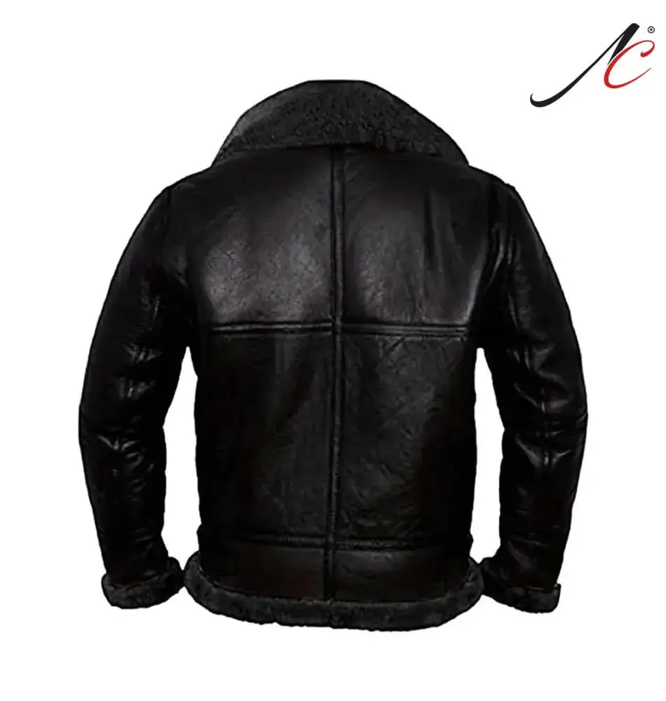 Mens Genuine B3 Bomber Shearling Leather Jacket