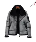 Men's Genuine Grey Leather Bomber Jacket