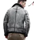 Men's Genuine Grey Leather Bomber Jacket