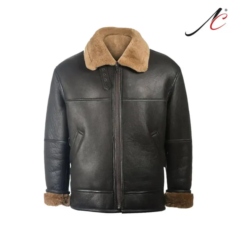 Men's brown Aviator Leather Shearling Jacket