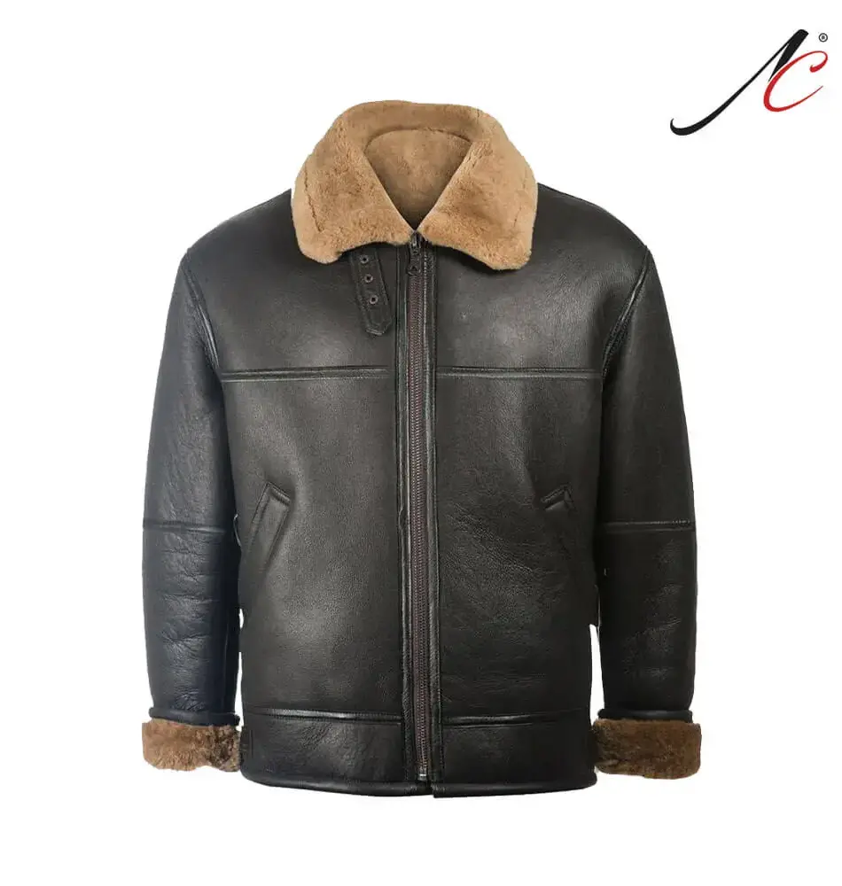 Men's brown Aviator Leather Shearling Jacket