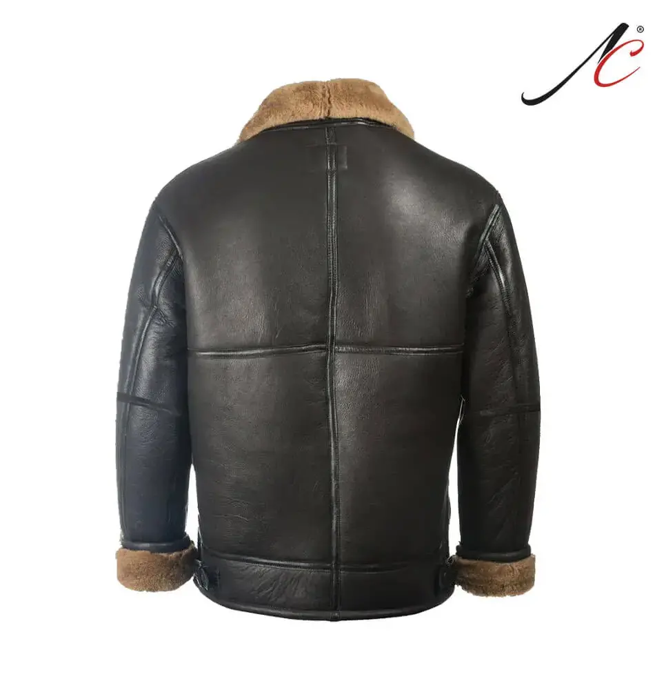 Men's brown Aviator Leather Shearling Jacket