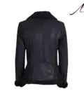 Black Shearling Leather Jacket For Women
