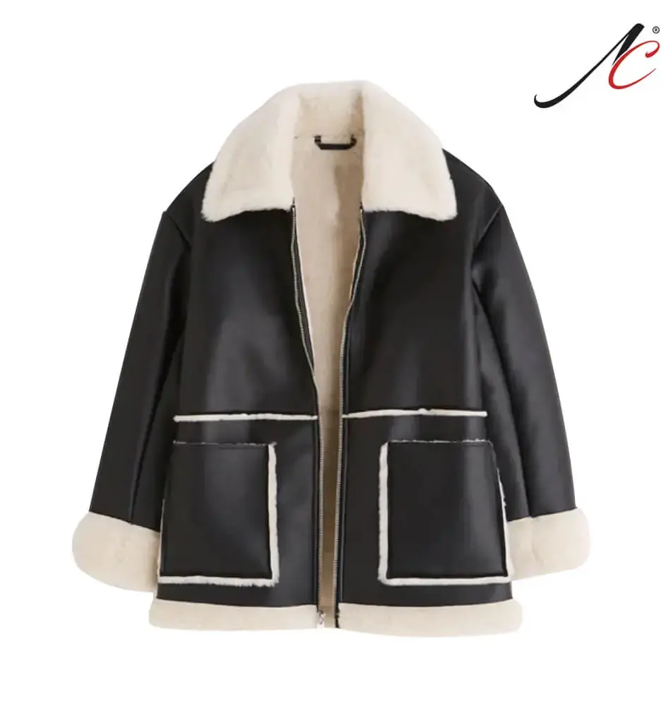 Black Women RAF Aviator Leather Jacket