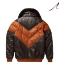 Men's V-Bomber Leather Fur Collar Jacket