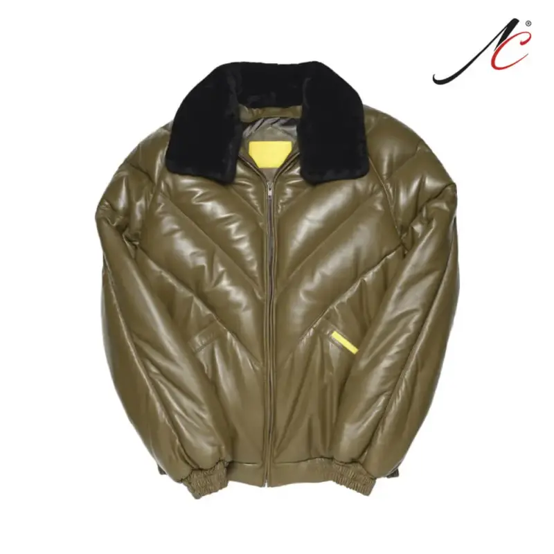 V-Bomber Khaki Leather Jacket