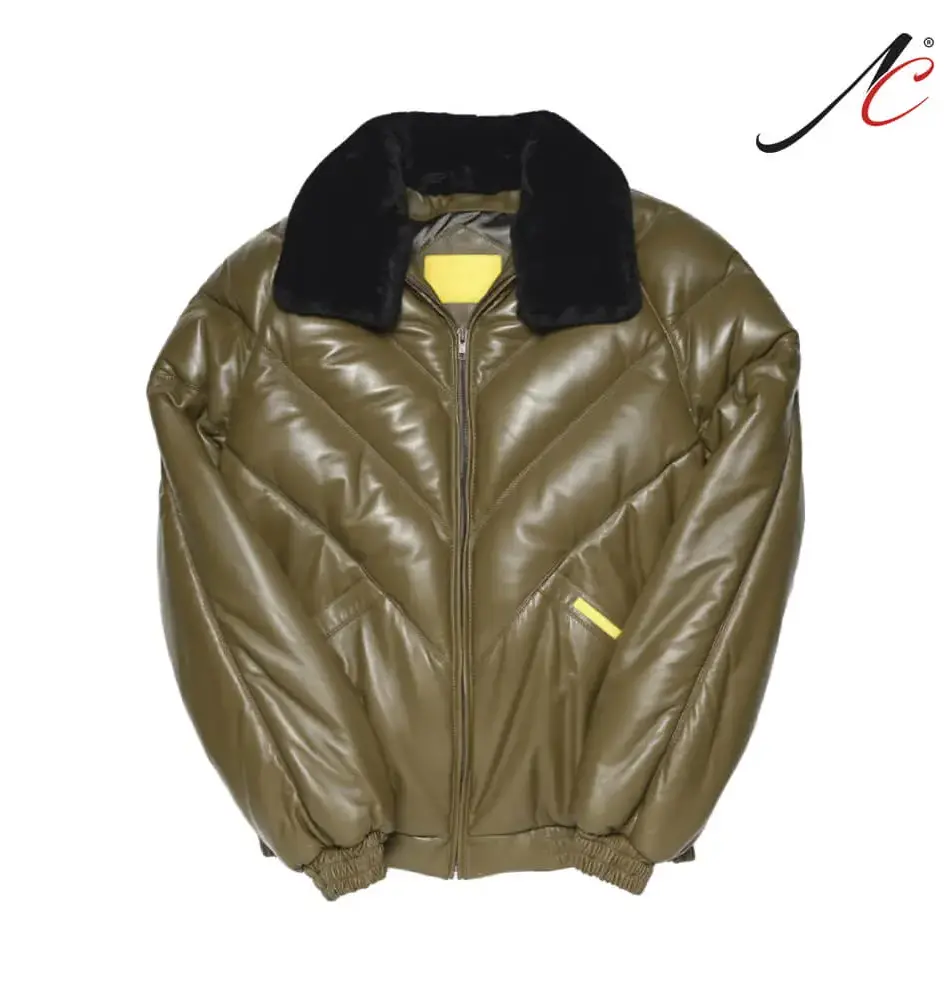 V-Bomber Khaki Leather Jacket