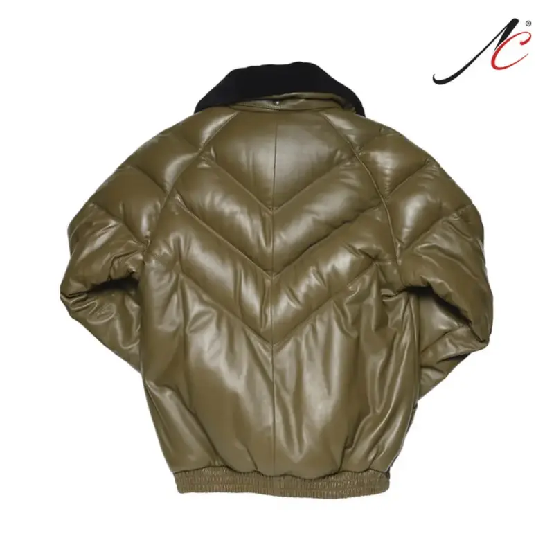 V-Bomber Khaki Leather Jacket