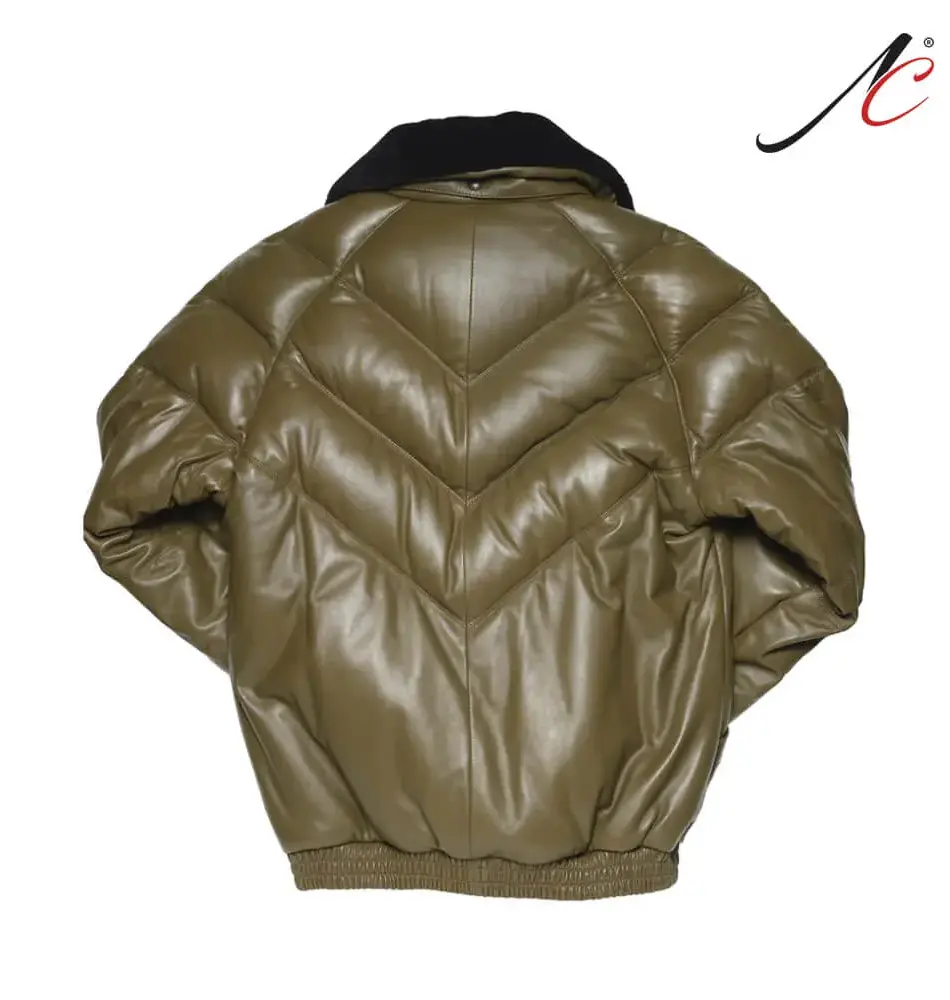 V-Bomber Khaki Leather Jacket