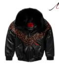 V-Bomber Leopard Printed Real Leather Men's Leather Jacket