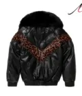 V-Bomber Leopard Printed Real Leather Men's Leather Jacket