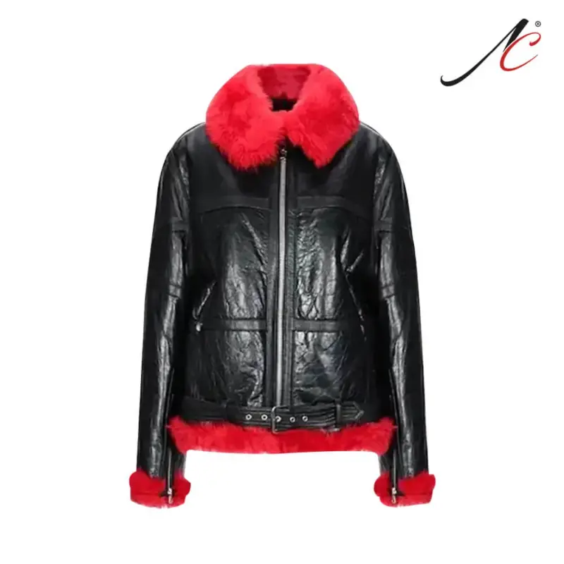 Women’s Aviator Red Shearling Jacket