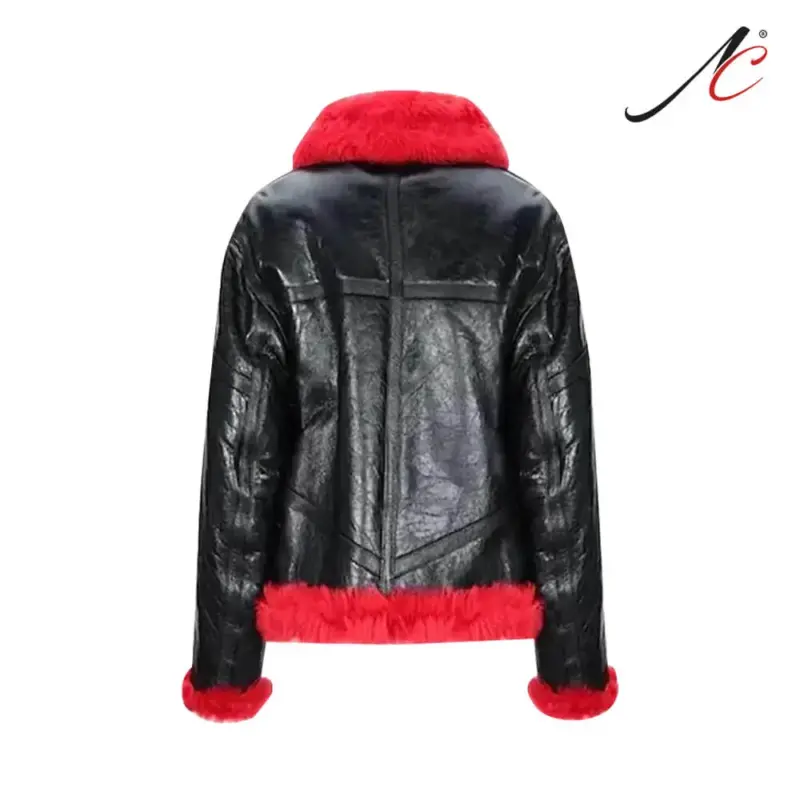 Women’s Aviator Red Shearling Jacket