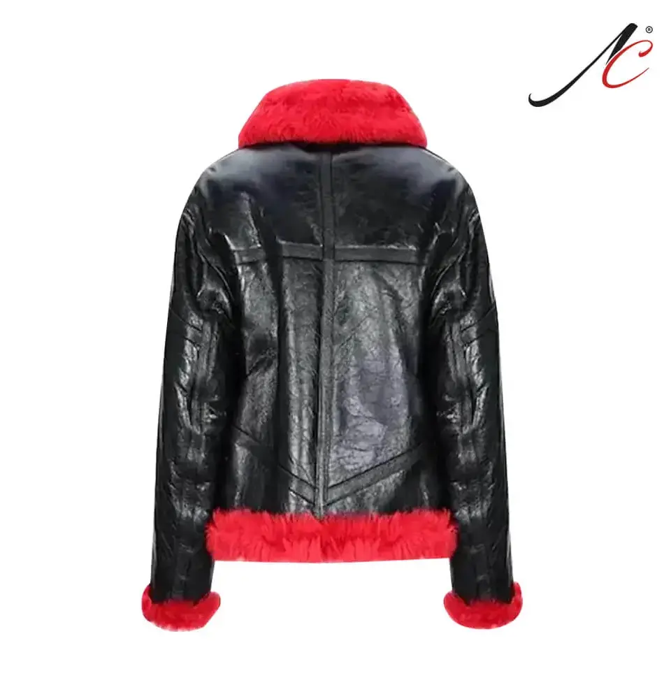 Women’s Aviator Red Shearling Jacket