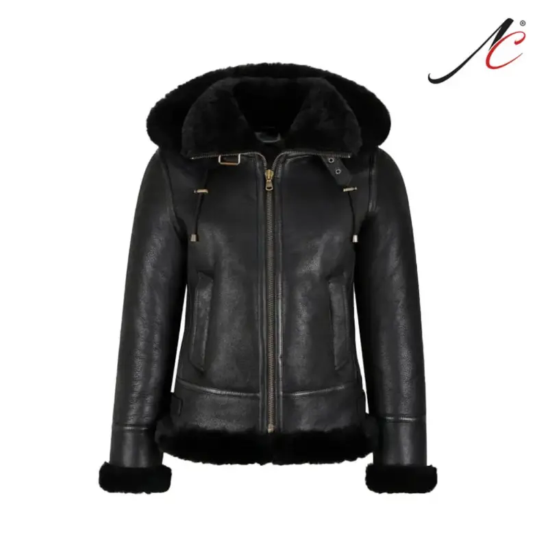 Women's B3 Bomber Hooded Classic Shearling Jacket