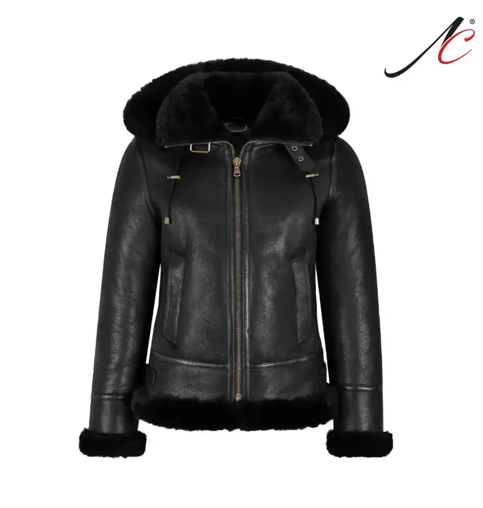 Women's B3 Bomber Hooded Classic Shearling Jacket