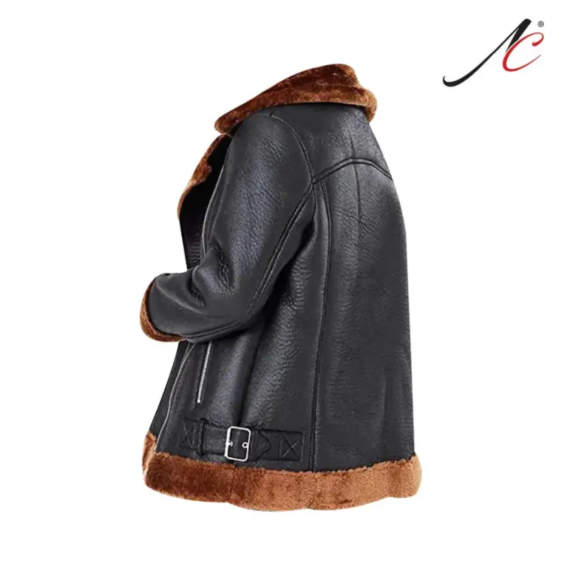 Women's B3 Bomber Real Brown fur Shearling Leather Jacket