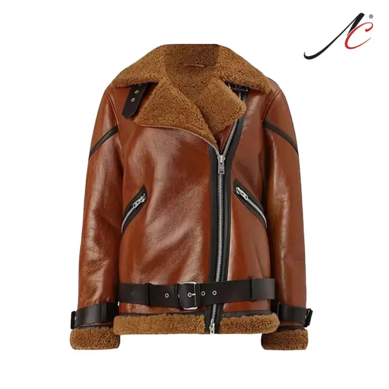 Women's Genuine Brown Shearling Leather Jacket