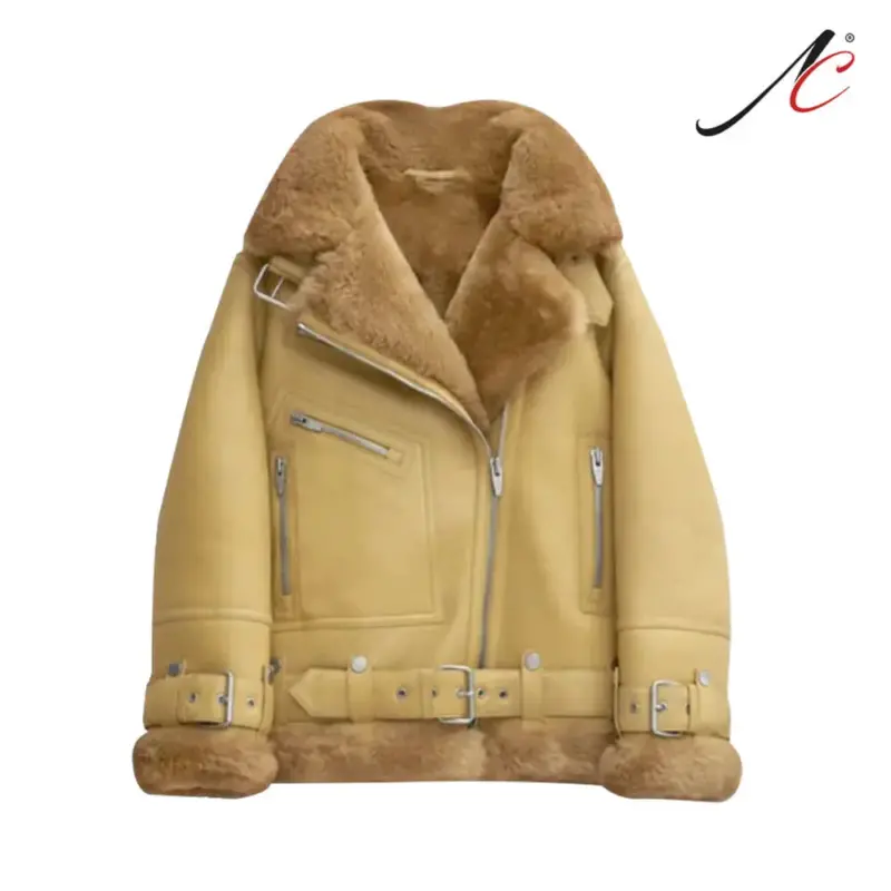 Women's Light Brown Shearling Leather Jacket