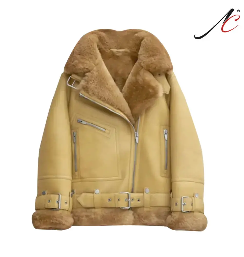 Women's Light Brown Shearling Leather Jacket