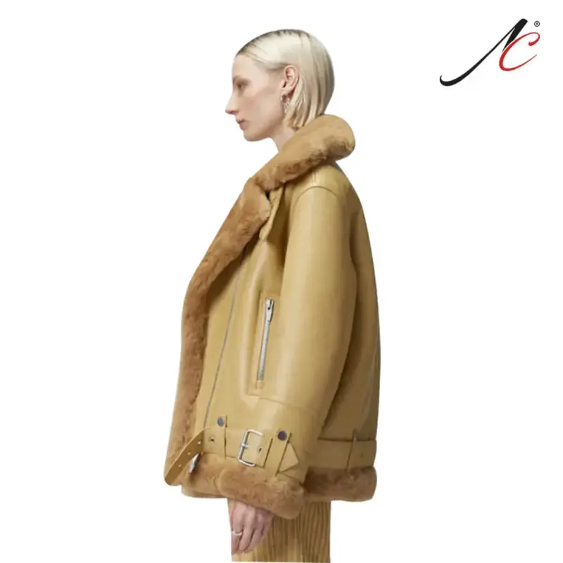 Women's Light Brown Shearling Leather Jacket