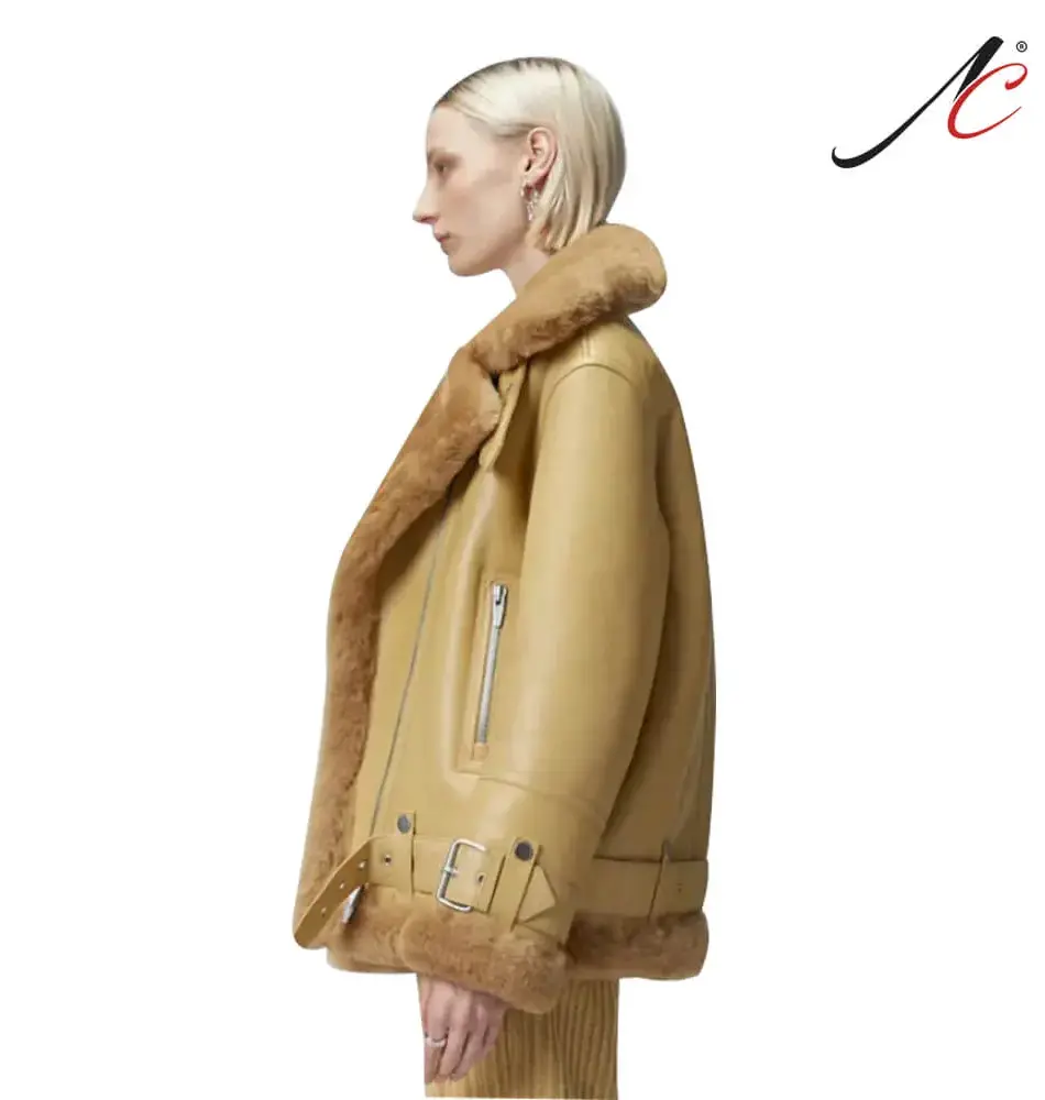 Women's Light Brown Shearling Leather Jacket