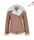 Women’s Light Tan Side Zip Sheepskin Pilot Leather Jacket