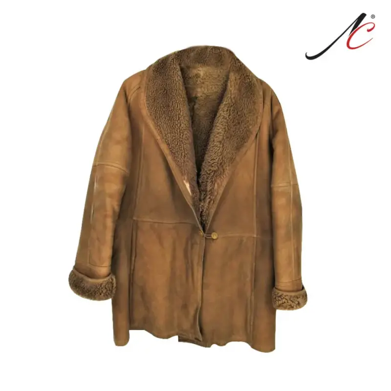 Women's Shearling genuine leather jacket vintage