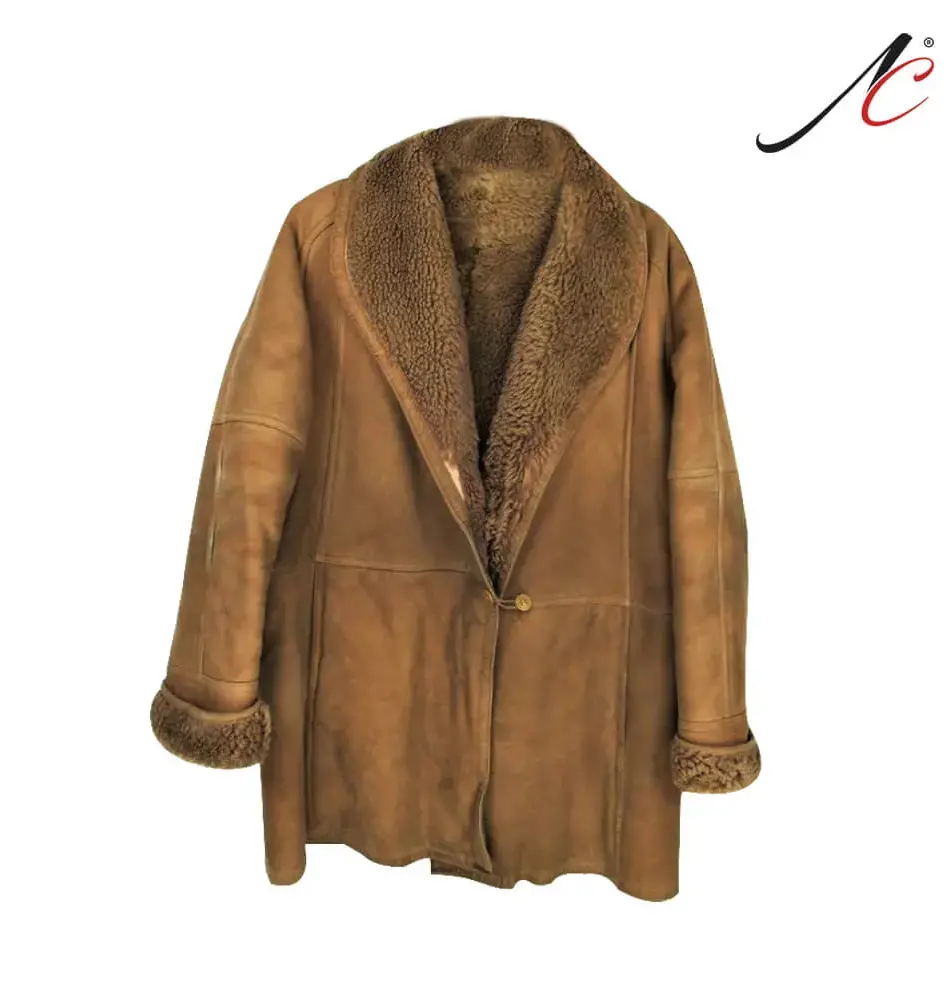 Women's Shearling genuine leather jacket vintage