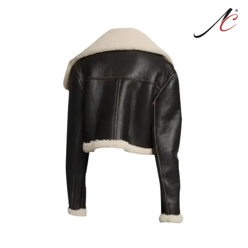 Women's Shearling genuine leather jacket vintage