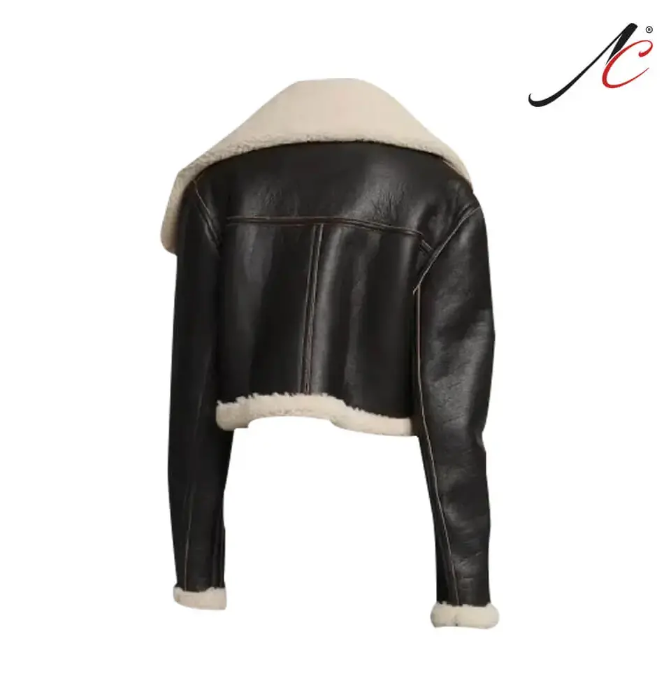 Women's Shearling genuine leather jacket vintage