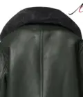 Women's Green RAF Aviator Styled Sheepskin Shearling Leather Jacket